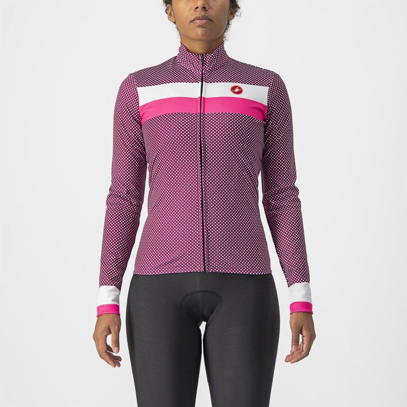 Castelli Women's Jersey Volare Long Sleeve Cyclamen/White-Pink Fluro