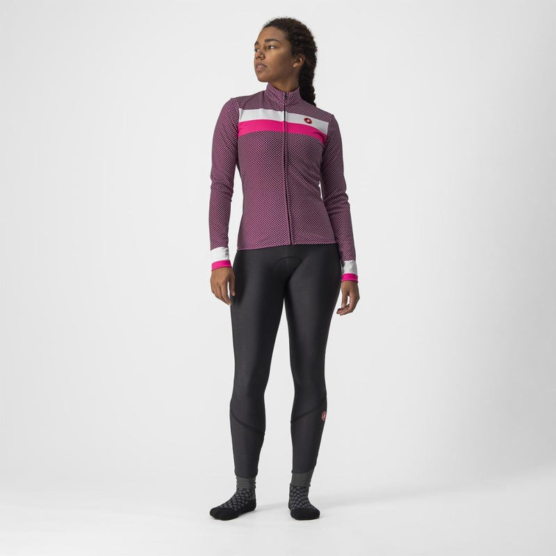 Castelli Women's Jersey Volare Long Sleeve Cyclamen/White-Pink Fluro